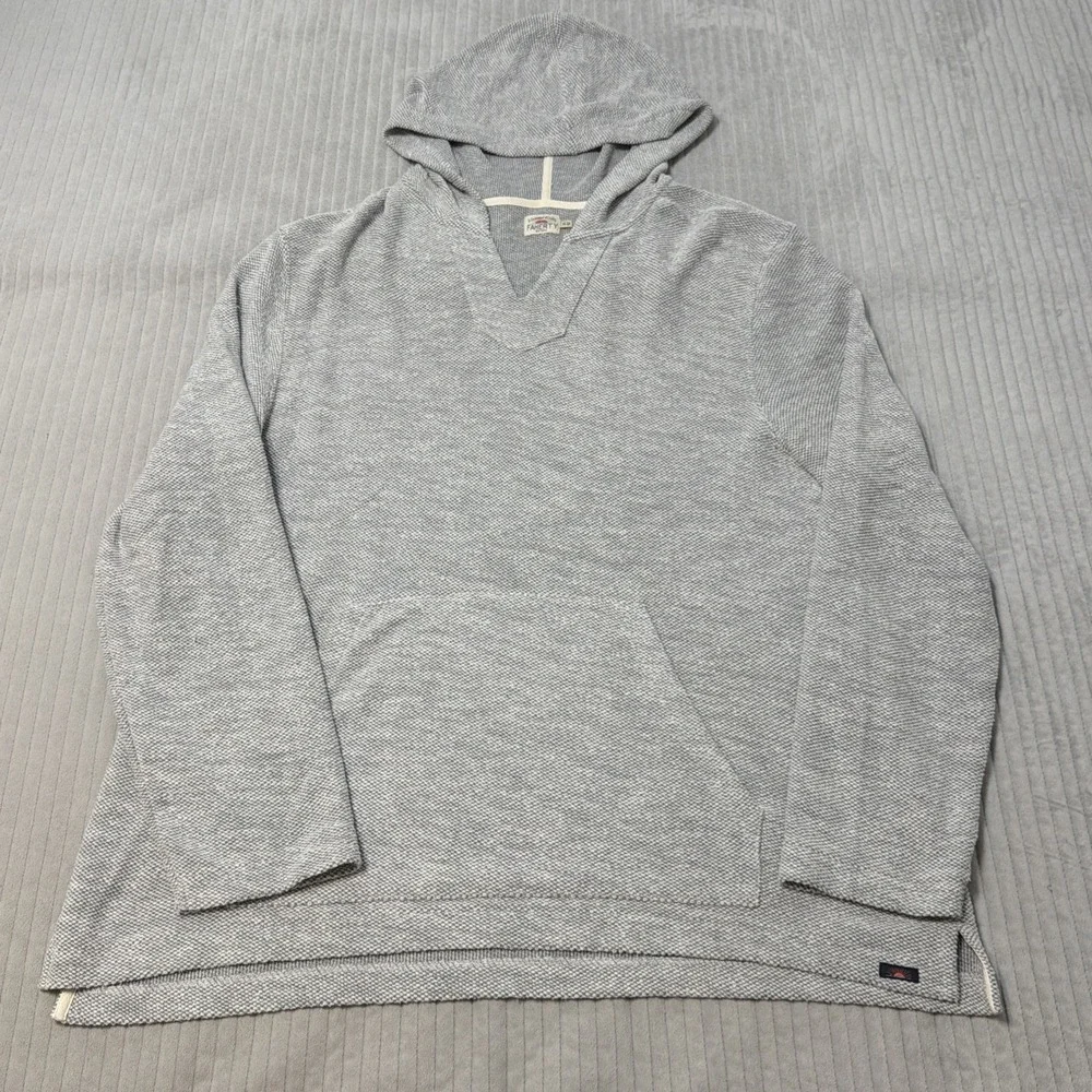 Faherty Whitewater Beach Hoodie Mens XL Gray Waffle Knit Pullover Sweater
